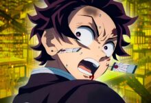Tanjiro looking shocked and Infinity Castle in the background featured image