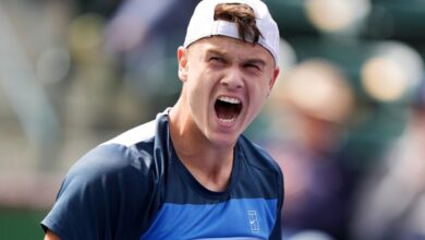 Holger Rune defeated Tallon Griekspoor in a quarterfinal match on Stadium 2 at the BNP Paribas Open in Indian Wells, Calif., on Thurs., March 13, 2025.