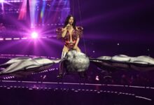 Katy Perry nearly plummets from floating butterfly as giant prop malfunctions during her show