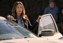 Renée Ballard (Maggie Q) steps out of a car in a scene from Prime Video's new &quot;Bosch&quot; spinoff, &quot;Ballard&quot;