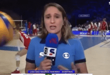 Repórter da Globo quase leva bolada ao vivo durante jogo de vôlei: 'Só o ventinho'