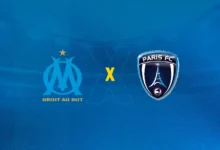 Escudos de Olympique de Marseille x Paris FC se enfrentam na Ligue 1.