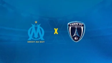 Escudos de Olympique de Marseille x Paris FC se enfrentam na Ligue 1.