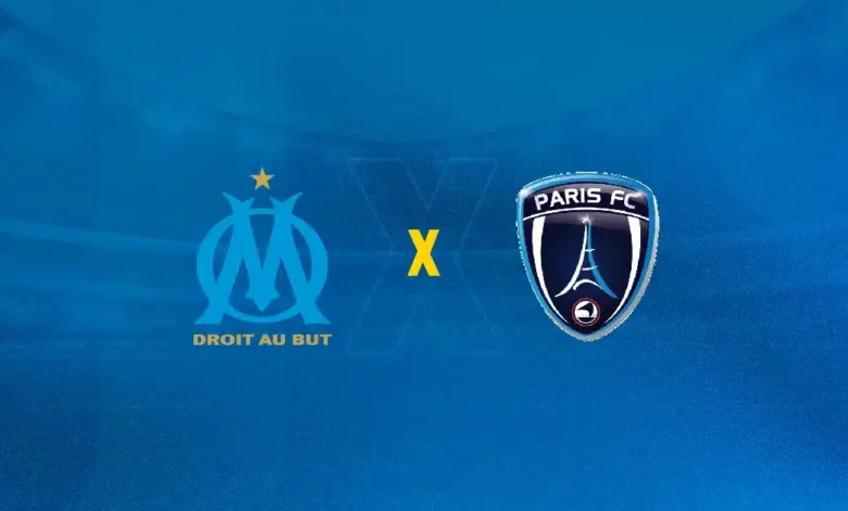 Escudos de Olympique de Marseille x Paris FC se enfrentam na Ligue 1.