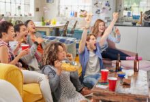 sports fans cheering