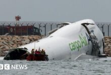 Emirates cargo plane skids off runway into sea at Hong Kong International Airport