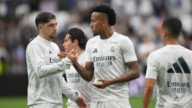 Federico Valverde and Eder Militao of Real Madrid