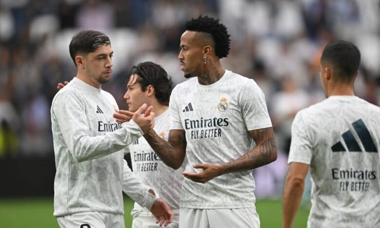 Federico Valverde and Eder Militao of Real Madrid