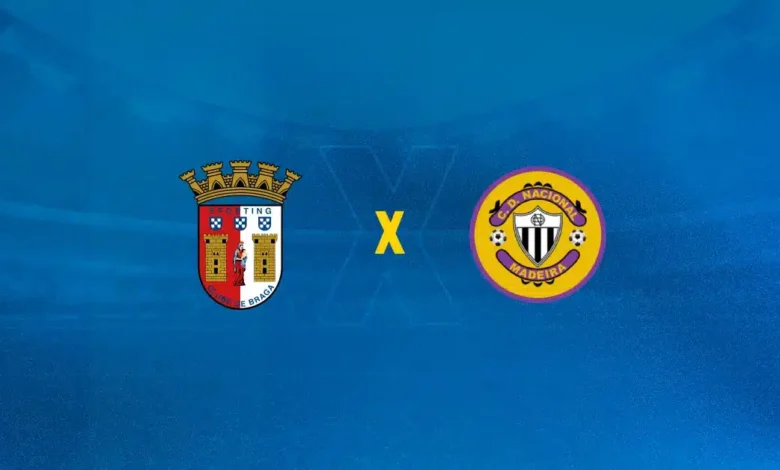 Escudos de Braga x Nacional, que se enfrentam neste domingo (23)