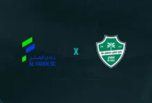 Escudos de Al-Fateh x Al-Ahli, que duelam pelo Campeonato Saudita