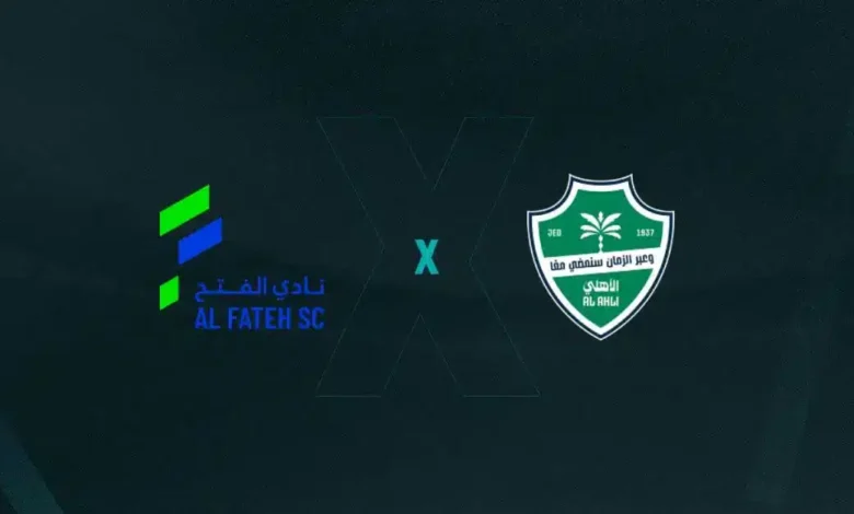 Escudos de Al-Fateh x Al-Ahli, que duelam pelo Campeonato Saudita