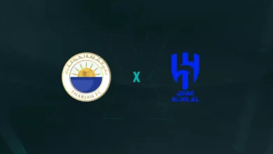 Escudos de Al-Sharjah x Al-Hilal, que se enfrentam pela AFC Champions League Elite 2025/26