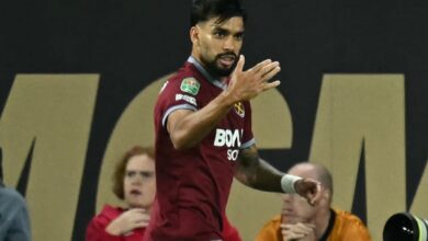 Lucas Paquetá celebra seu segundo gol pelo West Ham nesta temporada