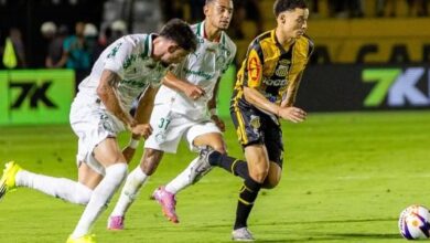 Piquerez e Riquelme Fillipi perseguem Tavinho na partida entre Novorizontino x Palmeiras