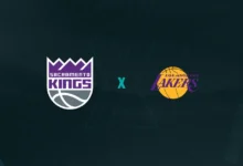 Escudos de Sacramento Kings x Los Angeles Lakers