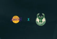 Escudos de Los Angeles Lakers x Milwaukee Bucks