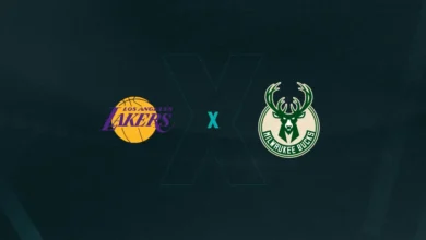Escudos de Los Angeles Lakers x Milwaukee Bucks