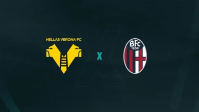 Escudos de Verona e Bologna, que se enfrentam pelo Campeonato Italiano