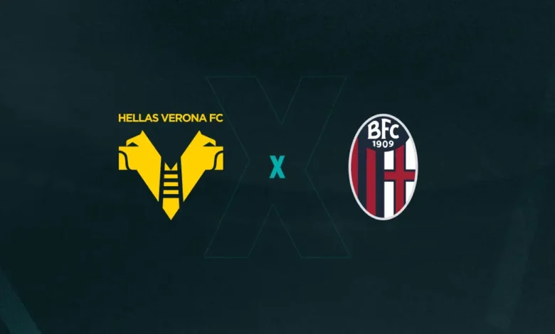 Escudos de Verona e Bologna, que se enfrentam pelo Campeonato Italiano